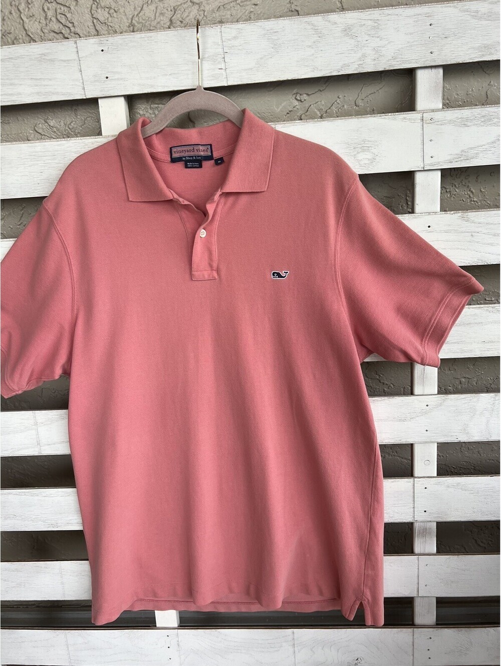 Vineyard Vines Polo Shirt Adult Medium Pink Salmon Whale Preppy Mens M